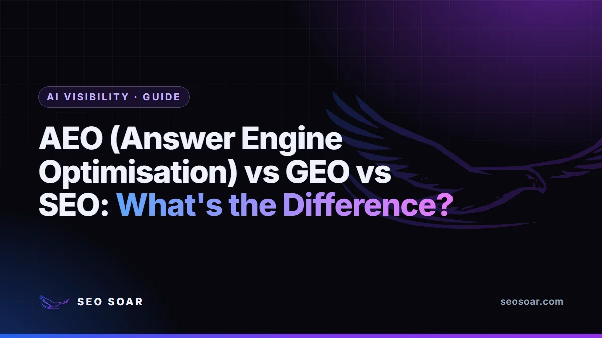 AEO (Answer Engine Optimisation) vs GEO vs SEO: What's the Difference?