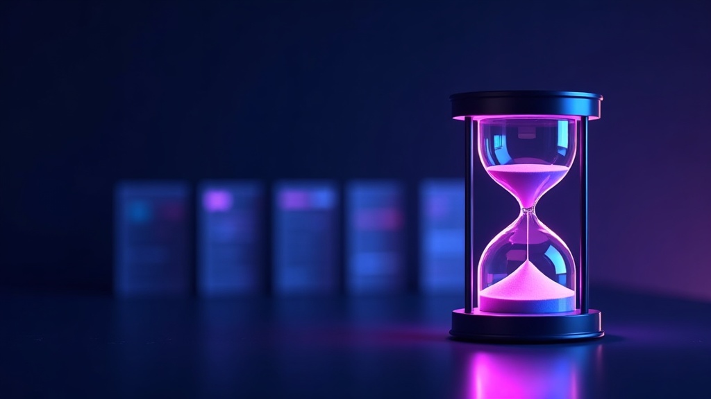 hourglass beside a queue of pages waiting for a crawler