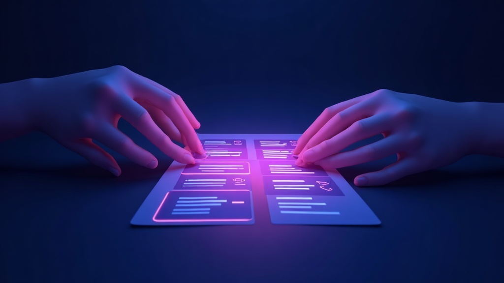 Hands assembling website blocks like flat-pack furniture, a DIY approach to SEO