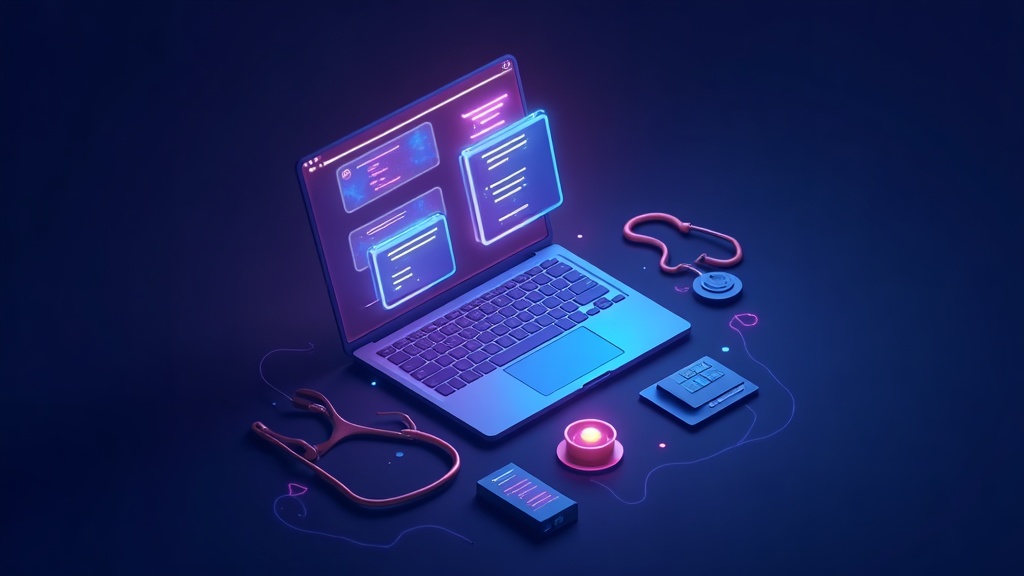 Checklist and stethoscope over a webpage skeleton, representing an SEO audit health check